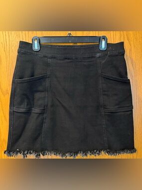 SLIMSATION Black Frayed Hem Mini Skort